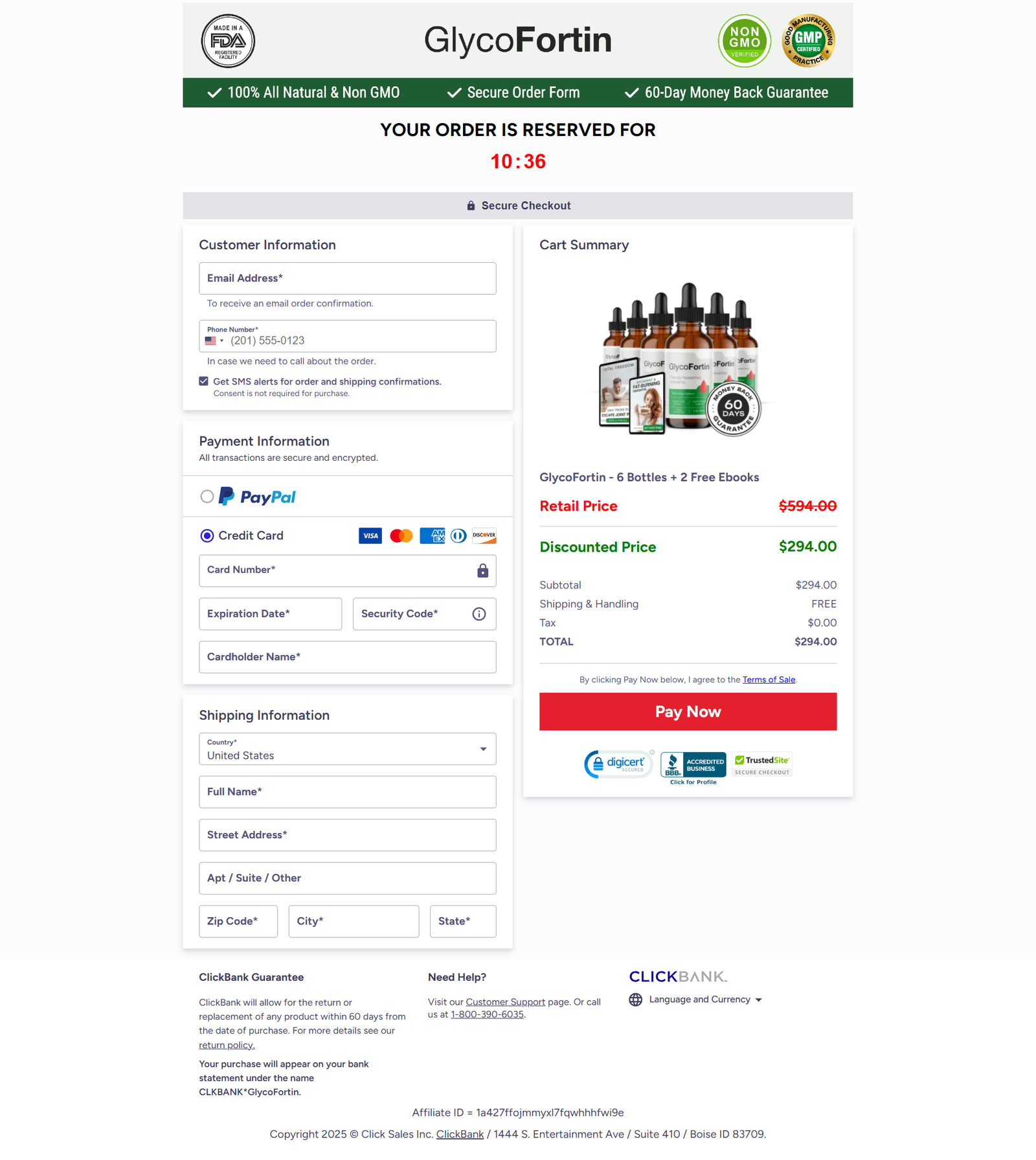 Glyco Health Drops- Order Page